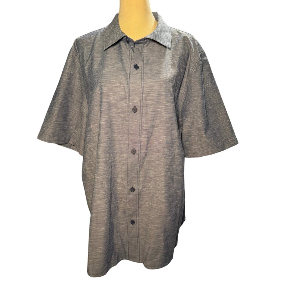 Lululemon Airing Easy Short Sleeve Button Down Shirt, Heather Blue, Men's 2XL